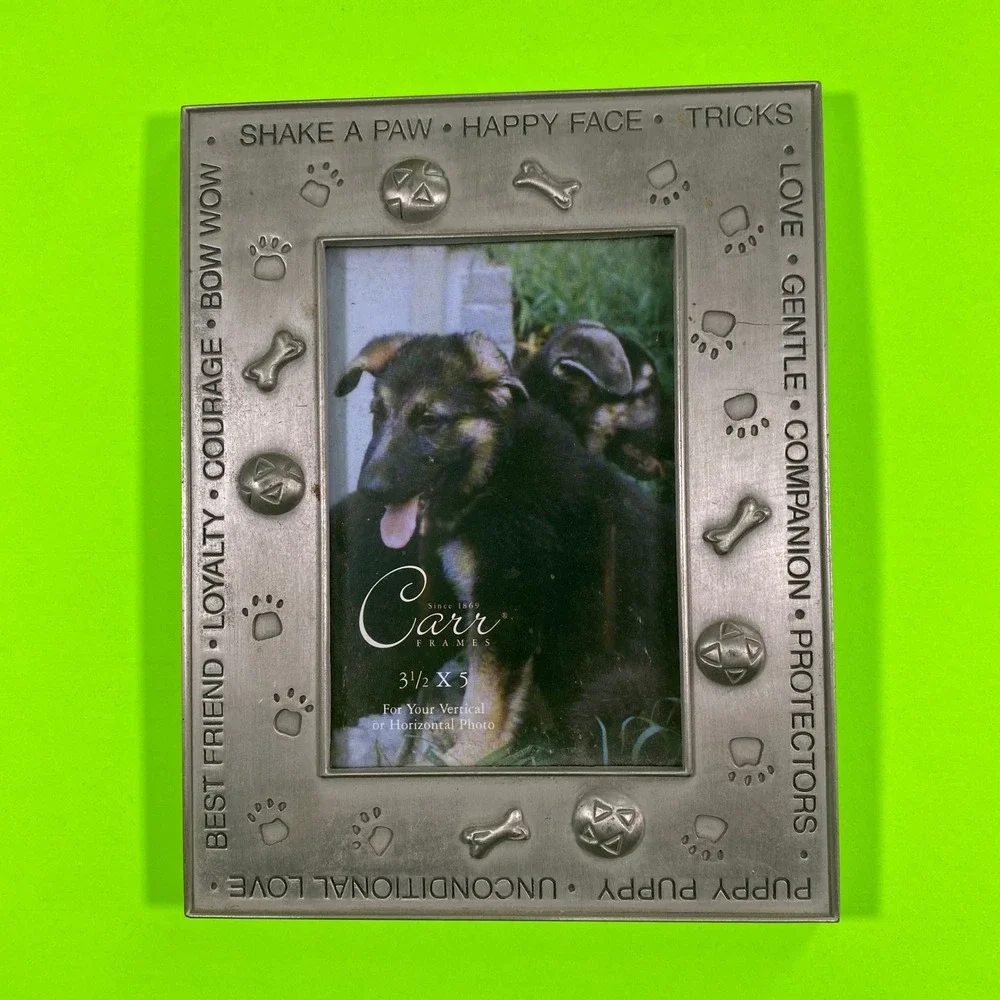 Carr Frames Dog Puppy German Shepherd Photo Frame 3.5x5 Metal‎ Embossed